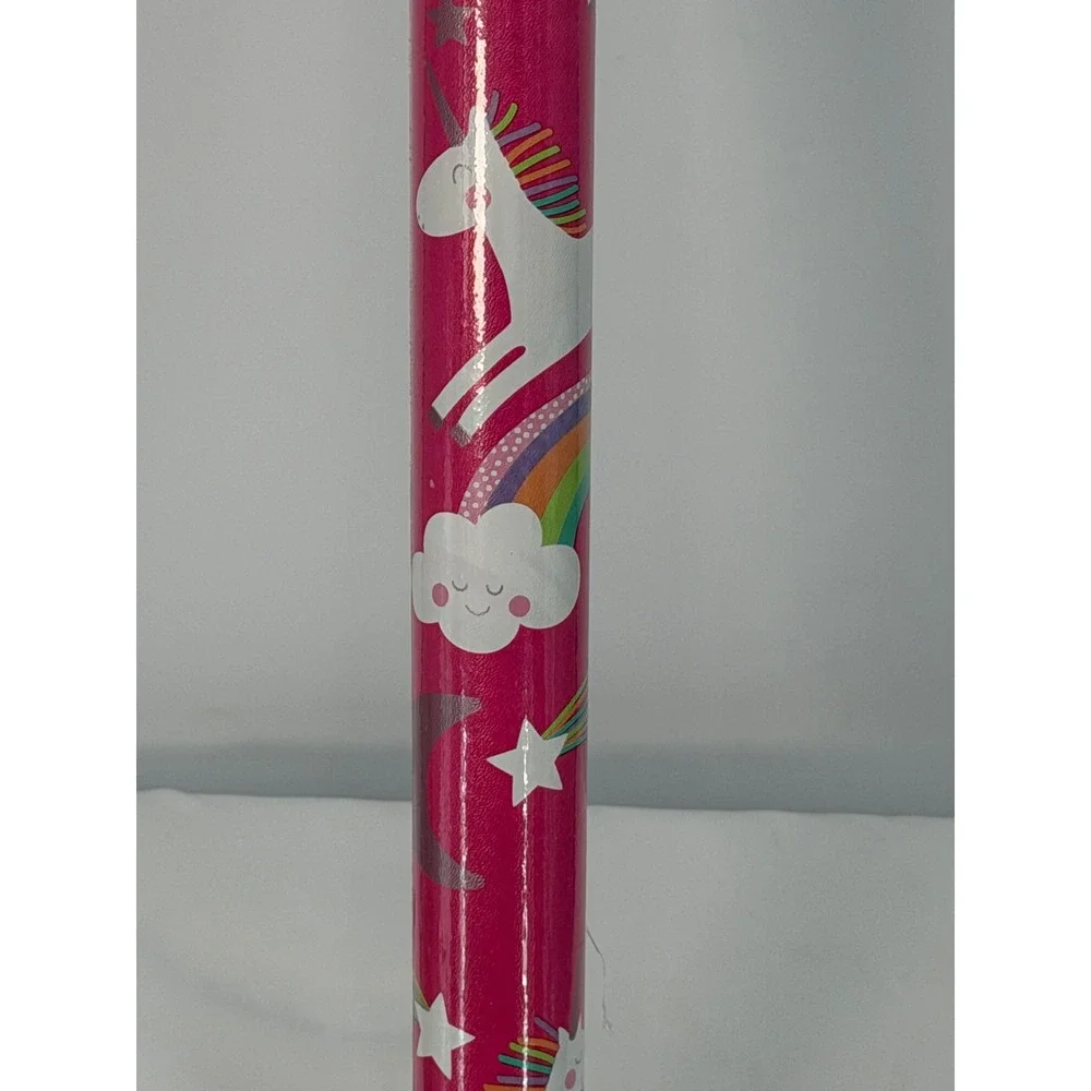 Bella Lux Pink Unicorn Rainbow Gift Wrap Roll Heavy Weight 30 SqFt 109-09